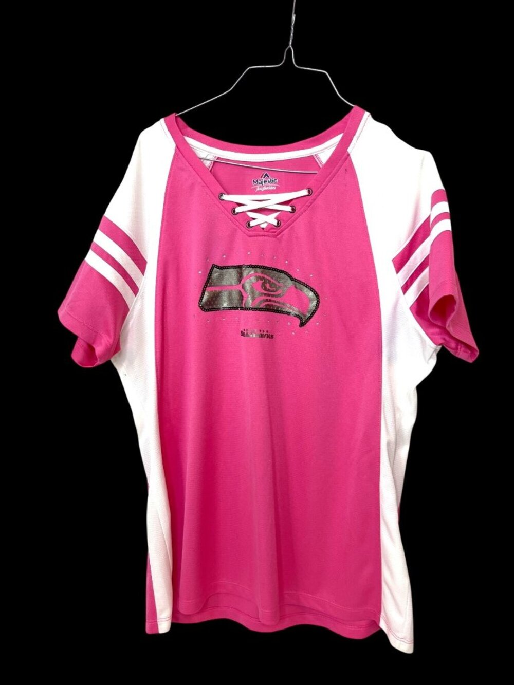 Majestic XXL Pink Lace Womans Top NEW Draft Me Seattle Seahawks NFL Football